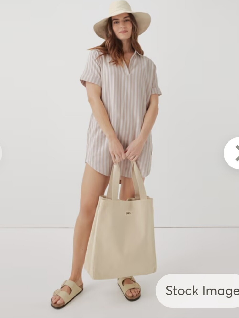 Pact Women's Organic Cotton Beach Bag Cream NWT